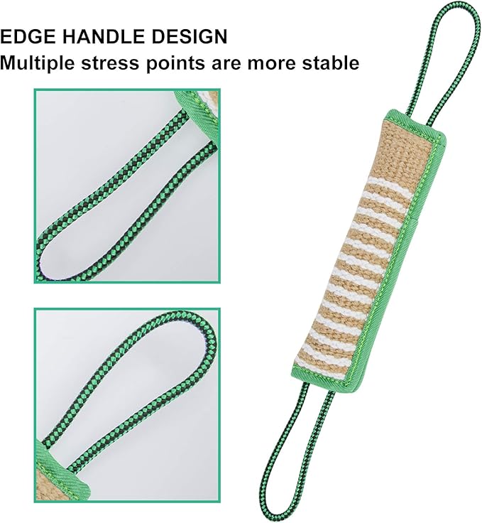 Dog Tug Toy, Dog Bite Jute Pillow Pull Toy with 2 Strong Handles, Perfect for Tug of War, Puppy Training Interactive Play, Bite Training Toys for Medium to Large Dogs (Green)