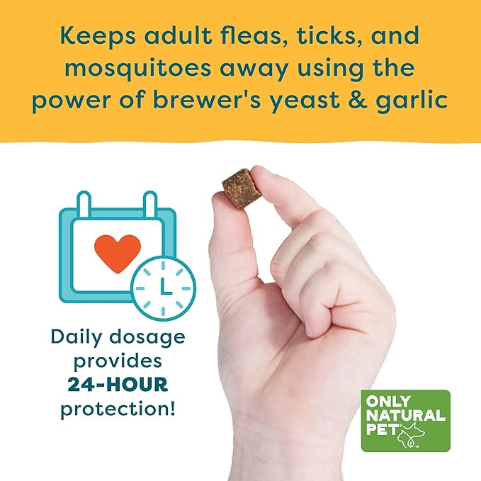 Only Natural Pet EasyDefense Barrier Bites Soft Flea Chews for Dogs - First Line of Defense Againts Fleas & Ticks, Boosts Immune System and Healthy Skin & Coat - (90 Bacon Flavored Soft Chews) 1 Pack