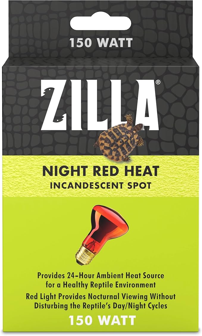Zilla Reptile Terrarium Incandescent Heat Spot Bulb, Night Red, 150 Watts