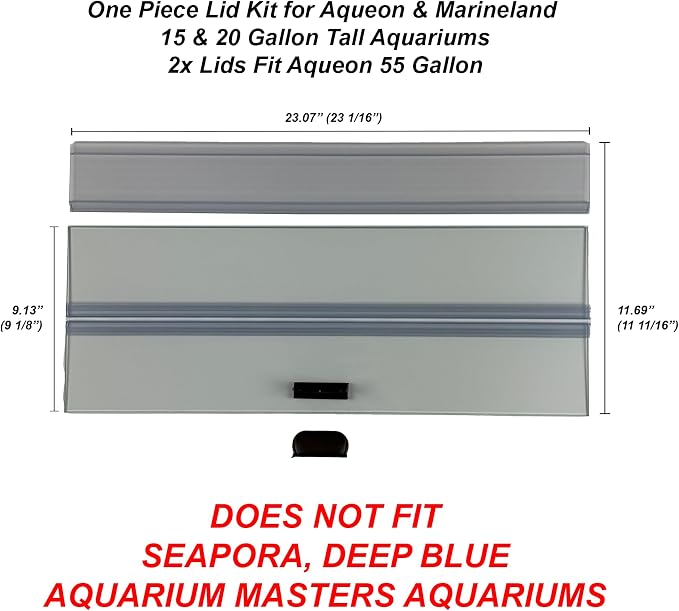 H2Pro Glass Canopy Aquarium Lid for Fresh & Saltwater Fish Tanks (24GT for Aqueon & Marineland 15 & 20 Tall Aquariums)