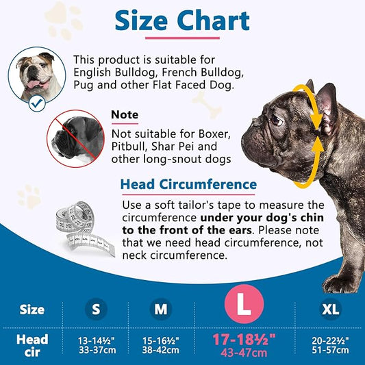 BARKLESS French Bulldog Muzzle, Soft Silicone Short Snout Dog Muzzle for Pug Boston Terriers, Brachycephalic Dog Mouth Guard to Prevent Biting, Ideal for Grooming, Allows Panting (Hot Pink, L)