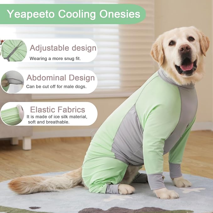 Dog Sun Protection Cooling Suit UPF 50+, Quick-Dry Breathable Jumpsuit for Large & Medium Dogs, Outdoor Dirt-Resistant Shedding Control Pet Apparel (Chartreuse, X-Large)