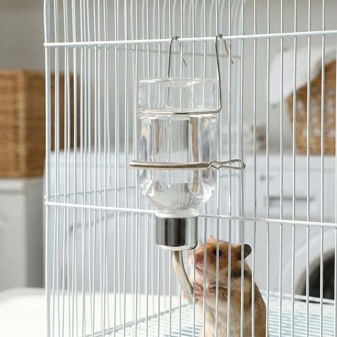 POPETPOP 2Pcs Pet Water Feeder Bunny Fountain Drinking Bottle for Small Pets Automatic Hanging Dispenser for Hamsters and Rabbits Design