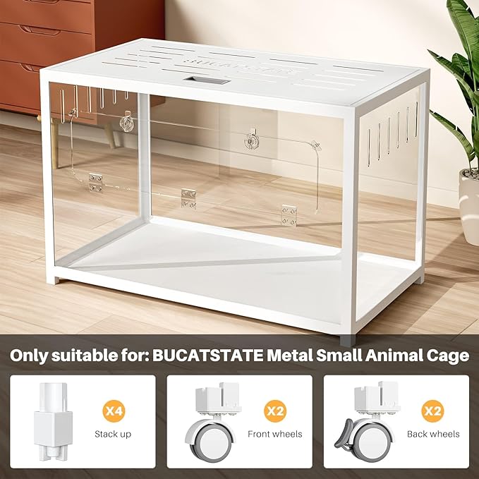 BUCATSTATE Cage 2.0 Universal Wheel & Stacking Accessories, Cages 2.0 Accessories That Support Moving and Stacking (for Cage 2.0, White)