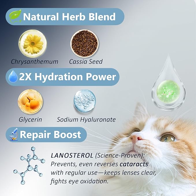 Dog & Cat Cataract Eye Drops & Infection Treatment – Vet-Recommended Formula for Cloudy, Itchy, Watery, Goopy Eyes and Pink Eye Treatment, Natural All-in-One Relief for Pet Eye Issues (2 X 10 ml)