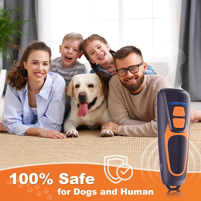 Dog Bark Deterrent Devices, Ultrasonic Anti Barking Device for Dogs, Up to 50FT Long Range Rechargeable Bark Control Safe for Dogs & Human Portable