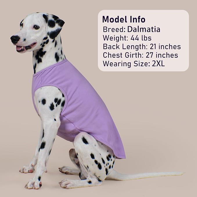 KYEESE 2Pack Dog Shirt, Soft Striped Dogs T Shirts, Lightweight Pet Tank Top, Sleeveless Dog Shirt for Small Dogs, Stretchy Comfortable Pet Vest, Purple, XL