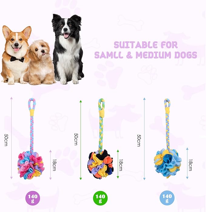 Snuffle Ball Dog Rope Toy, Tug of War Rope Toys for Small Medium Dogs, Interactive Dog Chew Toys Puppy Training Pull Toy for Exercise & Interactive Play Games (Blue)