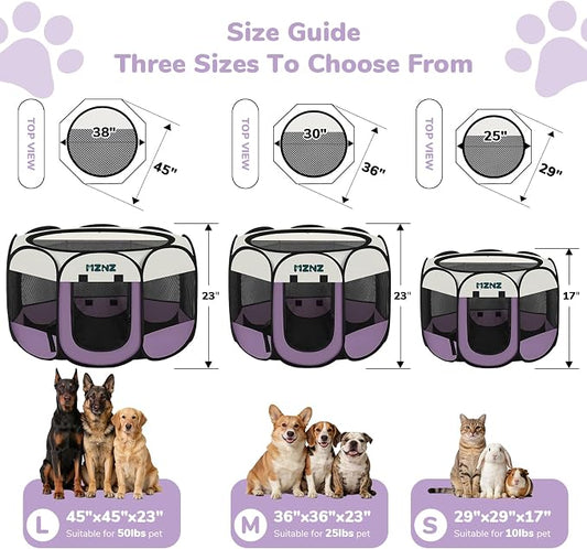 Dog Cat Playpen, Portable Puppy Pet Crate Indoors for Small/Medium Dogs Cats Rabbits, Foldable Dog Cage Enclosure for Outdoor, Pop Up Dogs Tent Kennel with Carrying Case, Purple