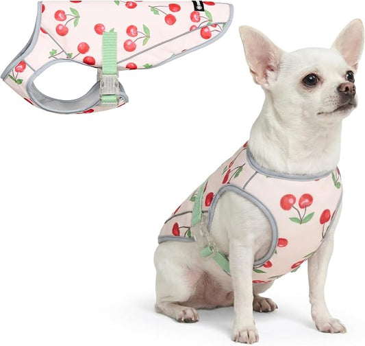 Spark Paws Dog Cooling Vest - SPF 50 UV Sun Protection - Summer Heat Relief Gear for Dogs, Lightweight, Evaporative Cooling - Dog Anxiety Relief Vest During Hot Days - Cherries - Size M