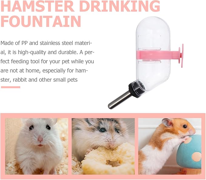 balacoo Automatic Water Feeder for Small Pets - Leak-Proof Hamster Drinking Fountain and Water Bottle 2.8Oz Portable Dispenser for Rabbits Gerbils Chinchillas