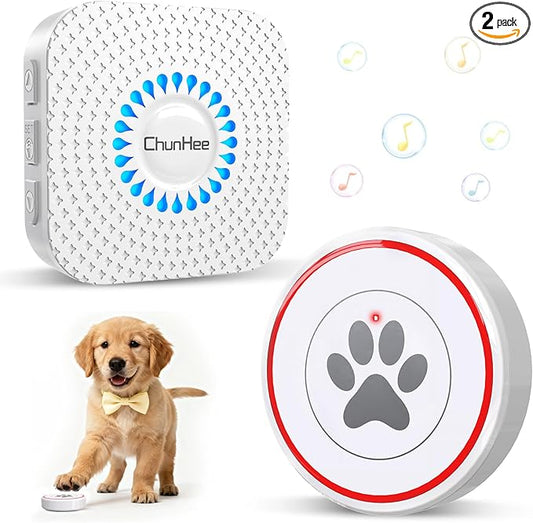 ChunHee Dog Door Bell for Potty Training – Wireless Doggie Doorbell to Go Outside, 1.6in Touch Surface, Easy for Puppy & Adult Dogs, IP55 Waterproof, 500FT Range, 55 Ringtones, Adjustable Volume