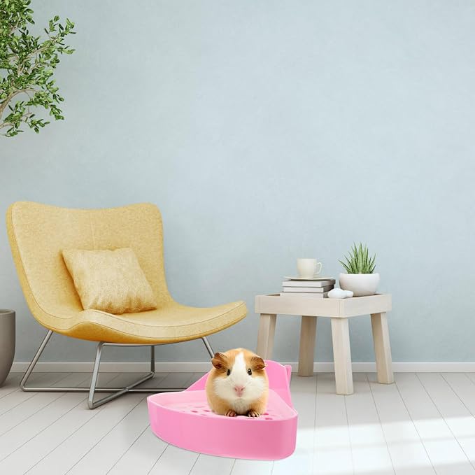 Triangle Pet Toilet for Small Animals - Rabbit Litter Box Corner Potty Trainer for Guinea Pigs Hamsters Chinchillas Ferrets Leak-Resistant .8X7.5X3.9 Inch