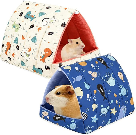 2 Pcs Guinea Pig Hideout, Guinea Pig Bed Tunnel Washable Small Animal House Cage Accessories for Mouse Chinchillas Hamsters Hedgehogs Ferrets Bearded Dragons and Rats Other Small Animals
