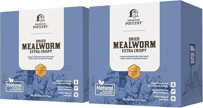 Dried Mealworms for Chickens – High Protein Chicken Treats for Egg Production & Flock Health – Bulk Mealworms for Ducks, Wild Birds, Reptiles & Backyard Poultry Feed, 10 lb