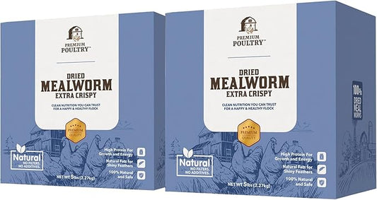Dried Mealworms for Chickens – High Protein Chicken Treats for Egg Production & Flock Health – Bulk Mealworms for Ducks, Wild Birds, Reptiles & Backyard Poultry Feed, 10 lb