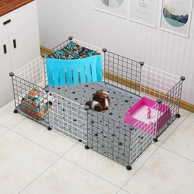 RIOUSSI Guinea Pig Hideout Hideaway Corner Fleece Toys Cage Accessories with Reversible Sides. Blue, Triangle