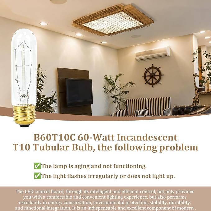 Obida (4 PCS) B60T10C 60-Watt Incandescent T10 Tubular Bulb, 120V, Clear - Perfect for Aquariums and Decorative Lighting