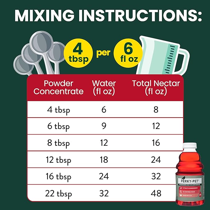 Perky-Pet Hummingbird Nectar Concentrate for Hummingbird Feeder - 32 oz - Makes 96 FL OZ of Red Food Nectar - 238