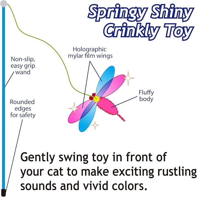 猫壱 NECOICHI Crinkly Critters Cat Feather Teaser Interactive Wand Toy No.1 Selling Cat Toy in Japan