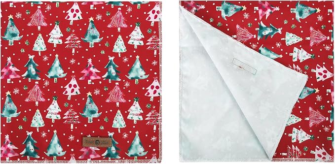 lionet paws Christmas Dog Bandana,Christmas Tree Fabric Dogs Kerchief for Medium Large Dogs,Dog Cotton Red Triangle Bibs Scarf for Girl Boy