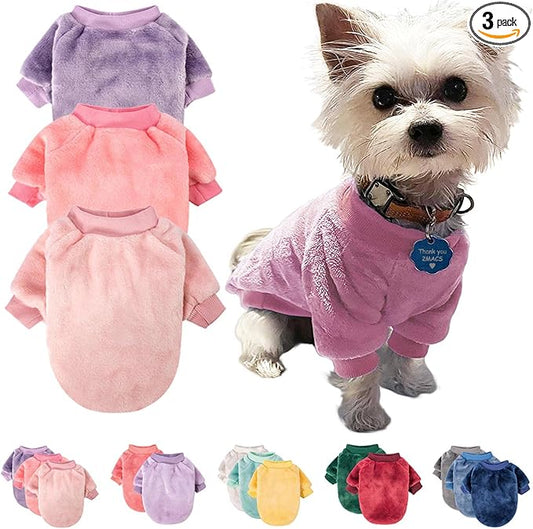 FabriCastle Small Dog Sweaters, 3-Pack Dog Clothes for Small Dogs Girl & Cats, Soft and Warm Pet Coats XXS - XXL, Winter Pet Jackets, Doggy Apparel Costumes Outfits (Pink,Purple,Light Pink, X-Large)