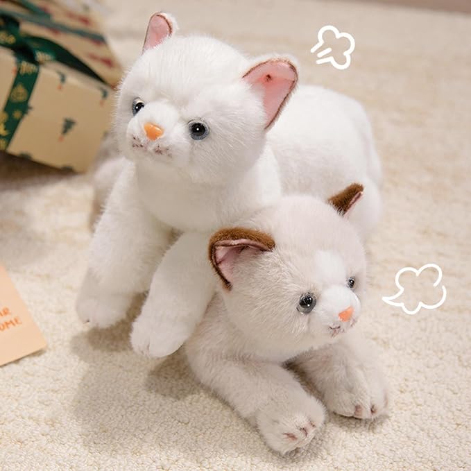 PEACH CAT Cat Stuffed Animal 15" Realistic Kitten Plushies Soft Plush Toys Gifts for Kids White