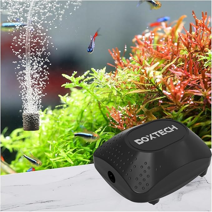 UPETTOOLS Single Outlet Aquarium Air Pump, Aquarium Bubbler Kit with Air Tubing/Bubble Stone/Check Valve Accessories, Quiet Oxygen Pump for 20 to 100 Gallon Fish Tanks