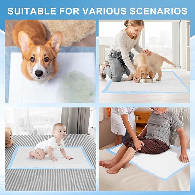 Puppy Pads Extra Large 36"x51" 100 Count, Pee Pads for Dogs & Cats, Disposable Thicken Pet Training Pads for Doggie Rabbits, Incontinence Underpads Ultra Absorbent & Quick-Dry, Leakproof Potty Pad