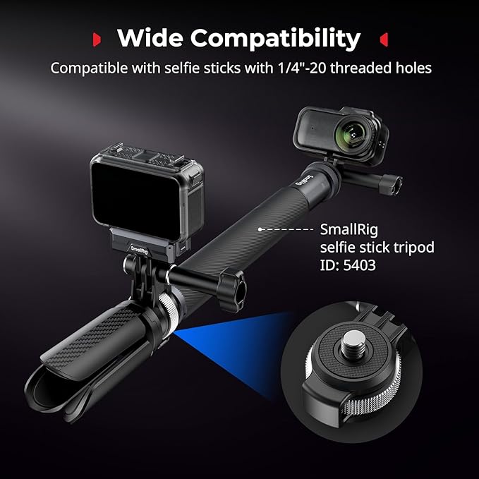 SmallRig Selfie Stick Adapter for DJI Osmo Nano/for Insta360 Go 3/ 3s, with 1/4"-20 Screws for Selfie Stick Tripod