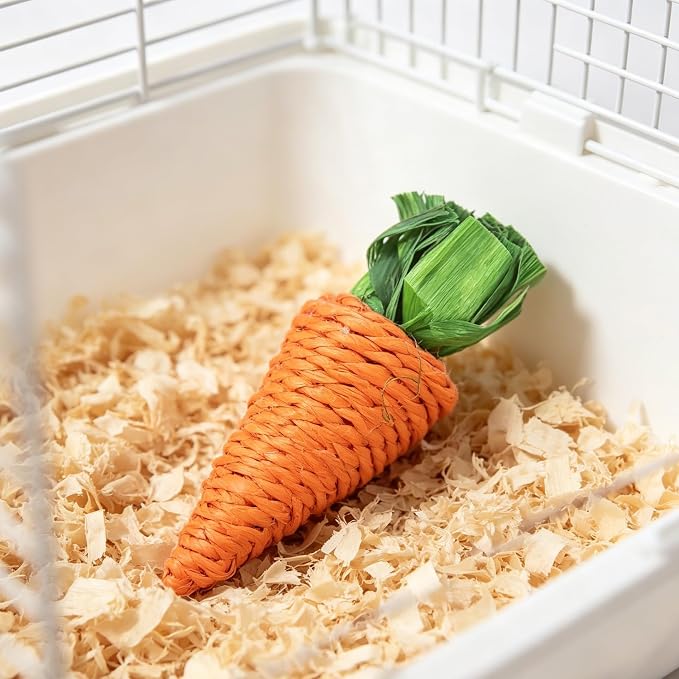 6Pcs Hand Woven Straw Radish Carrot Chew Toys for Hamsters Rabbits Guinea Pigs Small Animals Molar Teeth Cleaning Stress Relief
