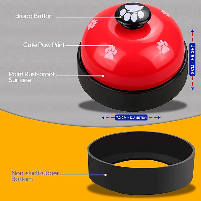 Pet Training Bell for Dogs & Cats – Potty Training Bell for Housebreaking, Obedience & Communication – Easy to Press, Durable & Loud – Indoor Puppy Training Tool (Red)