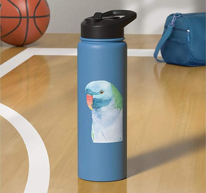 Red-brested moustached parakeet watercolor parrot portrait Stainless Steel Insulated Water Bottle