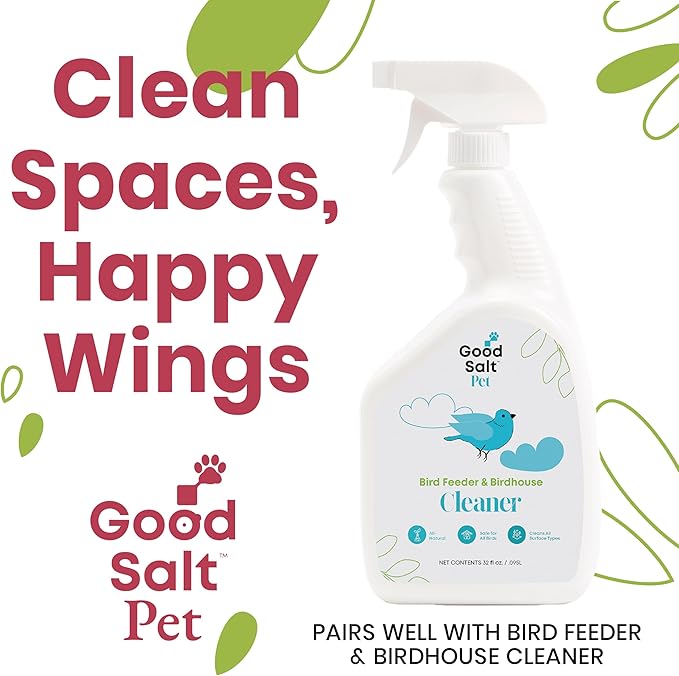 Good Salt Pet Bird Feeder & Bird House Protectant Spray, Natural Bird-Friendly Formula to Reduce Buildup & Extend Time Between Cleanings, 32 Ounce Bottle, 2 Pack