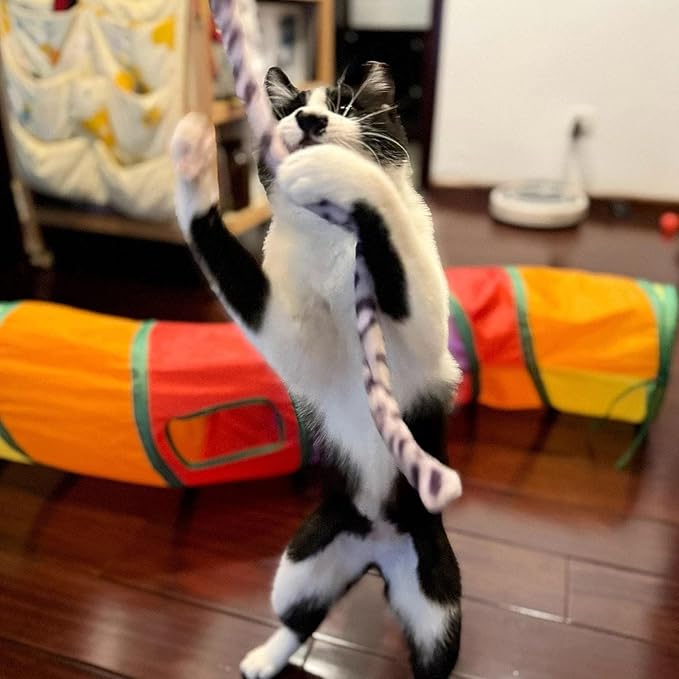 3 PCS Cat Wands, Soft Plush Srtip Kitten Wands Interactive Kitten Toys Cute Teaser Wands for Indoor Cats