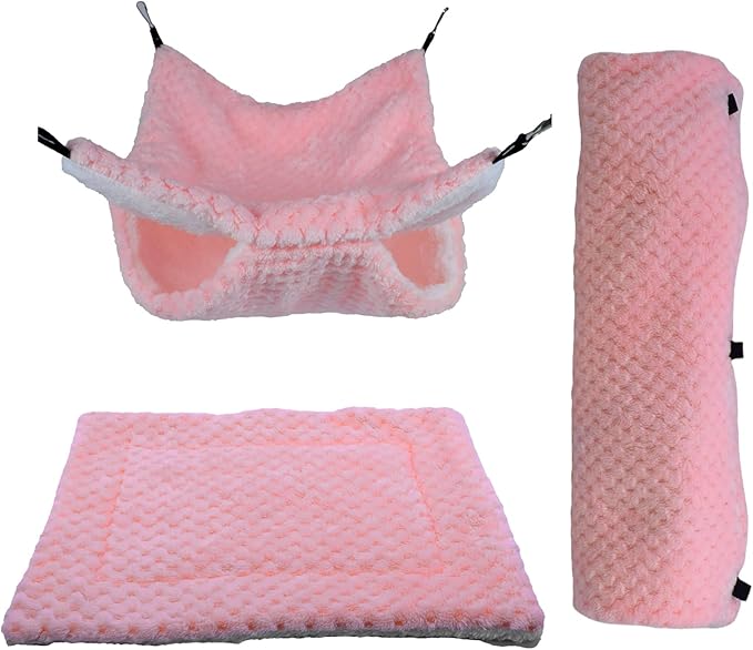 Plush Ferret Bed - Cave Tunnel Hammock Mat, Warm Small Animal Sleeping Nest | for Hamster Sugar Glider Ferret Resting Hiding Playing Climbing Indoor Winter