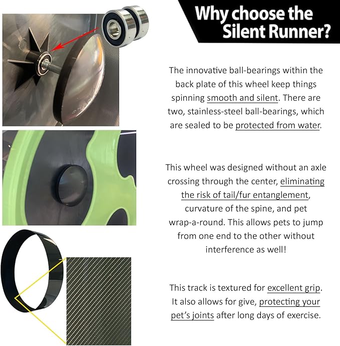 Moon Runner 9" Exercise Wheel for Hamsters - Super Silent Glow in The Dark Wheel with Adjustable Stand