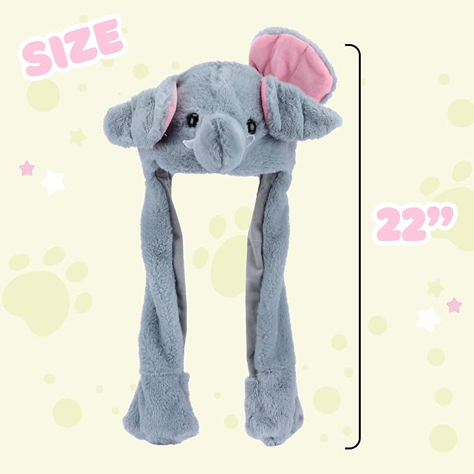 Bubblepompom Animal Hat with Ears Moving Jumping Pop Up Beating Hat Plush Holiday Cosplay Dress Up Funny Gift for Kids