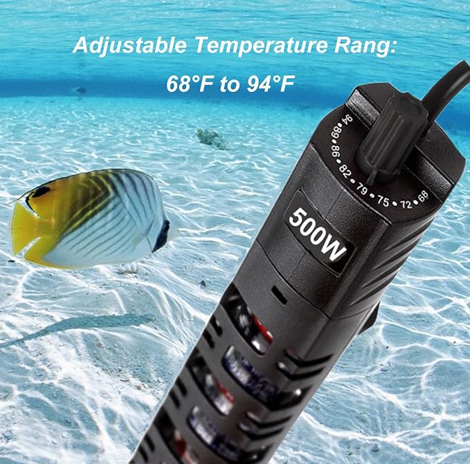 Soyon Aquarium Heater 500 Watt, Fish Tank Heater with Adjustable Temperature 55 Gallon 75 Gallon to 100 Gallon Submersible Water Heater