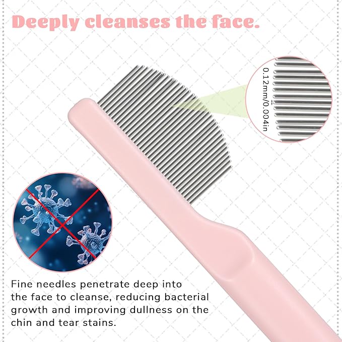 Eye Comb for Small Dogs, Stainless Steel Flea Comb for Small Dogs Gentle Round-Head Grooming Tool Tear Stain Combs Design for Pet Facial Paw Grooming Cats Dog