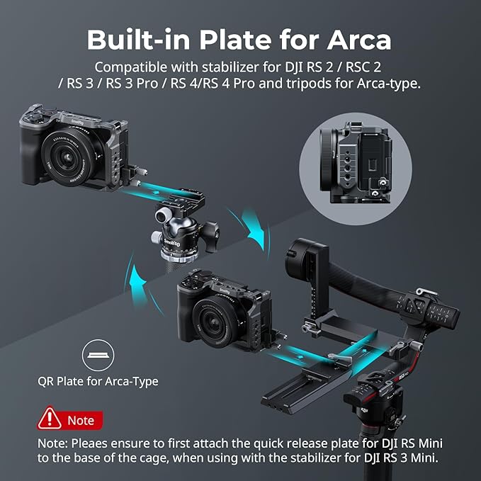 SMALLRIG ZV-E10 II HawkLock Quick Release Cage Kit for Sony ZV-E10 II with Cable Clamp for HDMI, Built-in Ergonomically Designed Silicone Handle, Quick-Release Plate for Arca, QD Socket