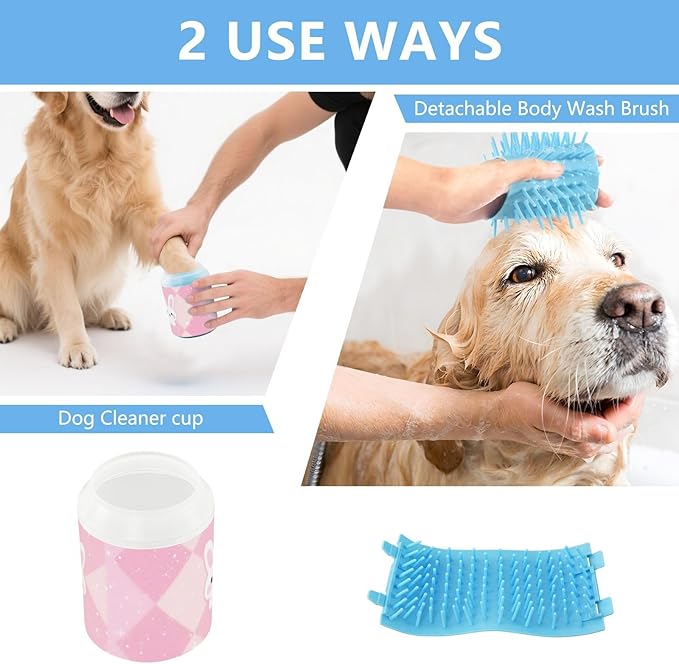 Pastel Rabbit Peach Reusable Dog Cleaner Washer and Massager Soft Silicone Bristles Feet Cleaning Kit for Dogs Cats para Perros