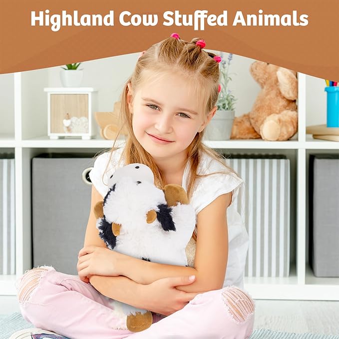 Marysun Microwavable Heated Cow Stuffed Animal - Weighted Stuffed Animal Plush, Heating Pad, Cozy Gift for Girls|Women|Kids|Elderly People, 9.8in, 1.65lb