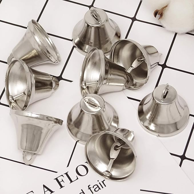 Honbay 20PCS 36mm/1.42inch Silver Jingle Bells Bridal Bells Christmas Bells Decoration Bells for Dog Potty Training, Housebreaking, Making Wind Chimes,Christmas Wreath and etc