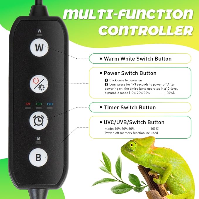 HNRLOY Reptile UVB LED Light Full Spectrum,18W UVA/UVB LED Reptile Light for Bearded Dragons,Chameleons, Turtles,Lizards,Geckos,Snakes, Adjustable Timer, Dimmable Reptile Lamp with 3 Lighting Modes