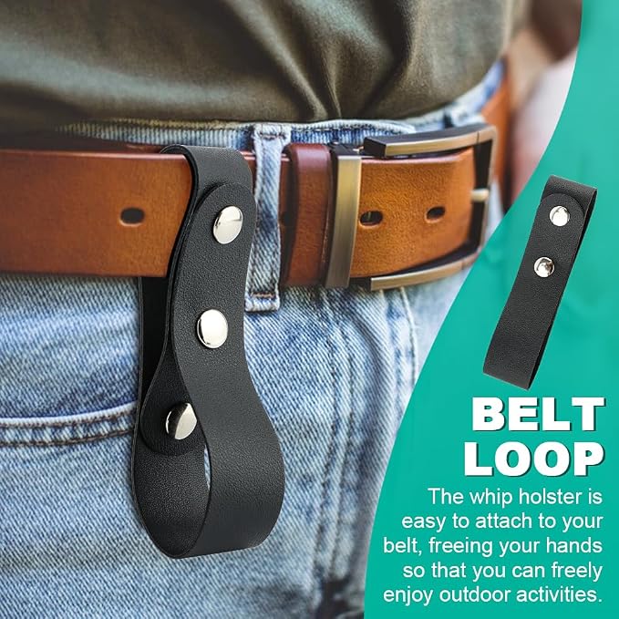 2Pcs Leather Whip Holster Accessories Belt Loops Bullwhip Holder,Handmade Belt Whip Holder Bullwhip,Whip Loo p for Horse Riding Whips and Crops Belts