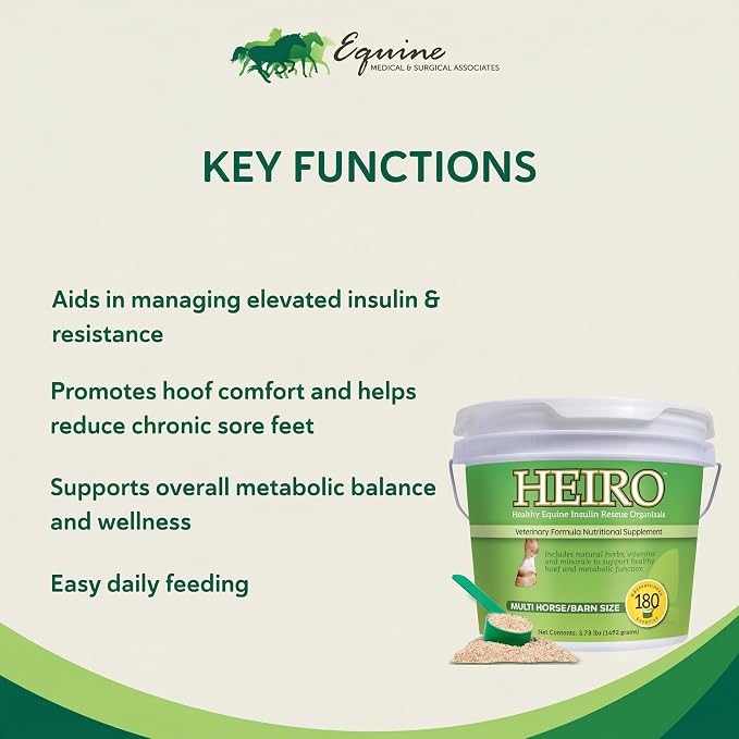 HEIRO Healthy Equine Insulin Rescue Nutritional Supplement for Horses, Natural Herbal Blend with Magnesium & Vitamin E, Supports Normal Metabolic Function & Hoof Comfort (180 Servings)