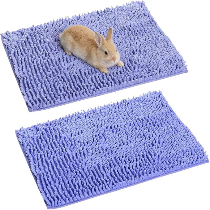 2PCS Guinea Pig Liner Washable Rabbit Cage Liner Guinea Pig Fleece Mats Reusable Bedding Pee Pads for Ferret Bunny Chinchilla Small Animals (Snow Blue,23.62" LX15.75 W)