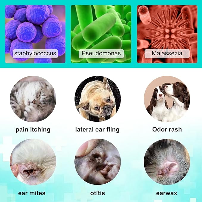 Daiasns Ear Mite Treatment for Cats & Dogs - Fast-Acting Ear Mite Drops, Dog Ear Infection Treatment, Ear Mite Treatment for Dog Yeast Infection, 100% Natural for Ear Relief - 0.75 fl oz (Pack of 2)