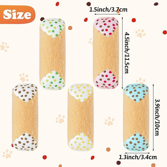 MALLMALL6 Catnip Toys for Cat - 5Pcs Cannoli Crinkle Paper Sound Catmint Toy Gift for Indoor Kitten, Teething Chew Kick Interactive Kitty Supplies, Soft Italian Dessert Pet Present for Kitten Lover